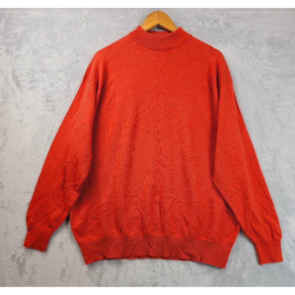 McCulley's Highlands NC Orange 100% Cashmere Tunic Sweater Made in Scotland XXL
